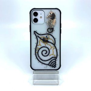 iPhone 12 or 12 Pro case. Gold rhinestones, black Diamond Dotz